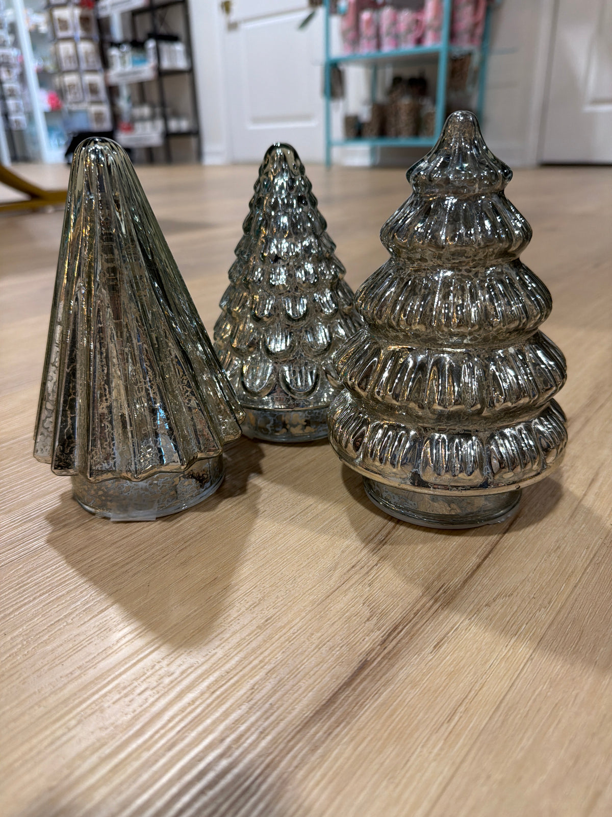 Mercury Glass Lighted Tree Set
