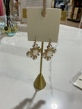 Pearl & gem cross Earring