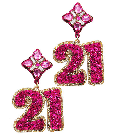 Pink Glitter Birthday Earrings