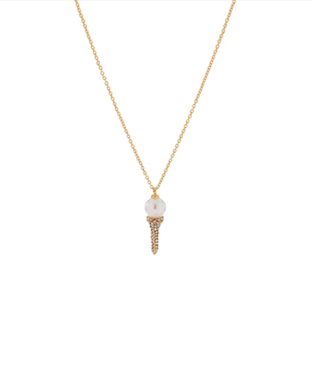 Pearl Golf Ball & Crystal Tee Pendant Necklace