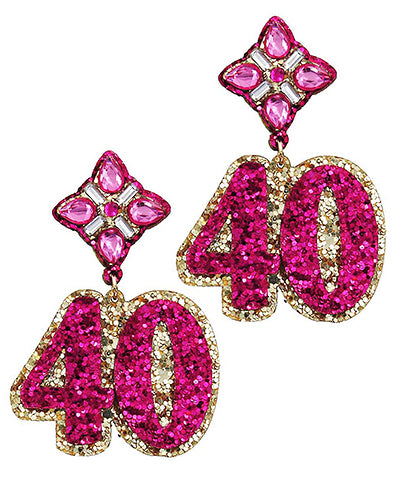Pink Glitter Birthday Earrings