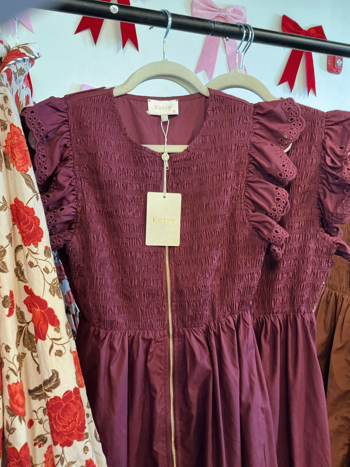 Zip up sleeve dress maroon