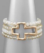 4 Strand Beaded Cross Bracelet