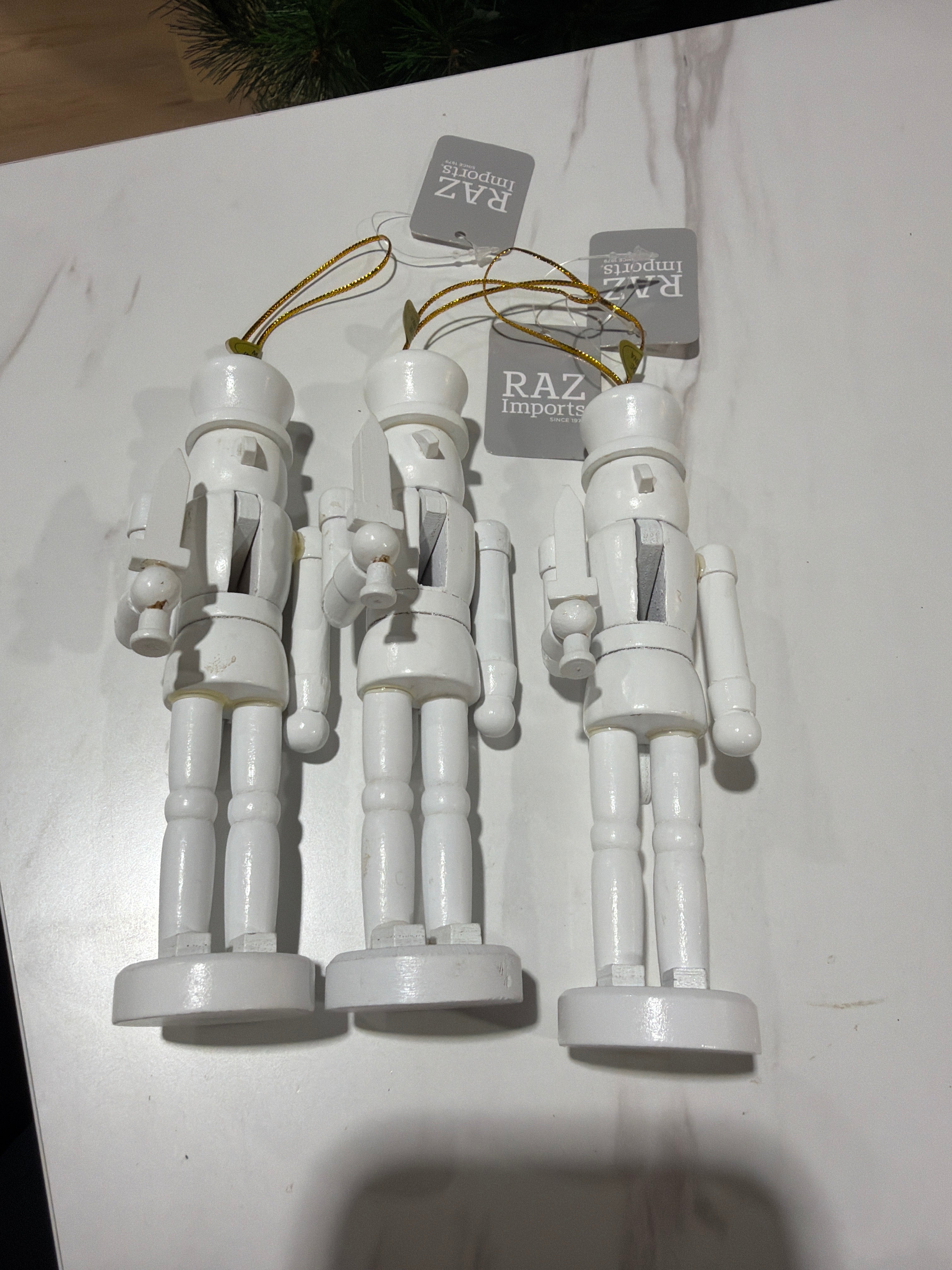 Mini White Wooden Nutcracker Ornament