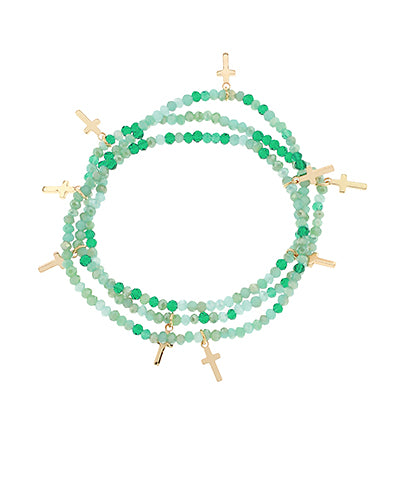 Mini Beaded Cross Bracelet