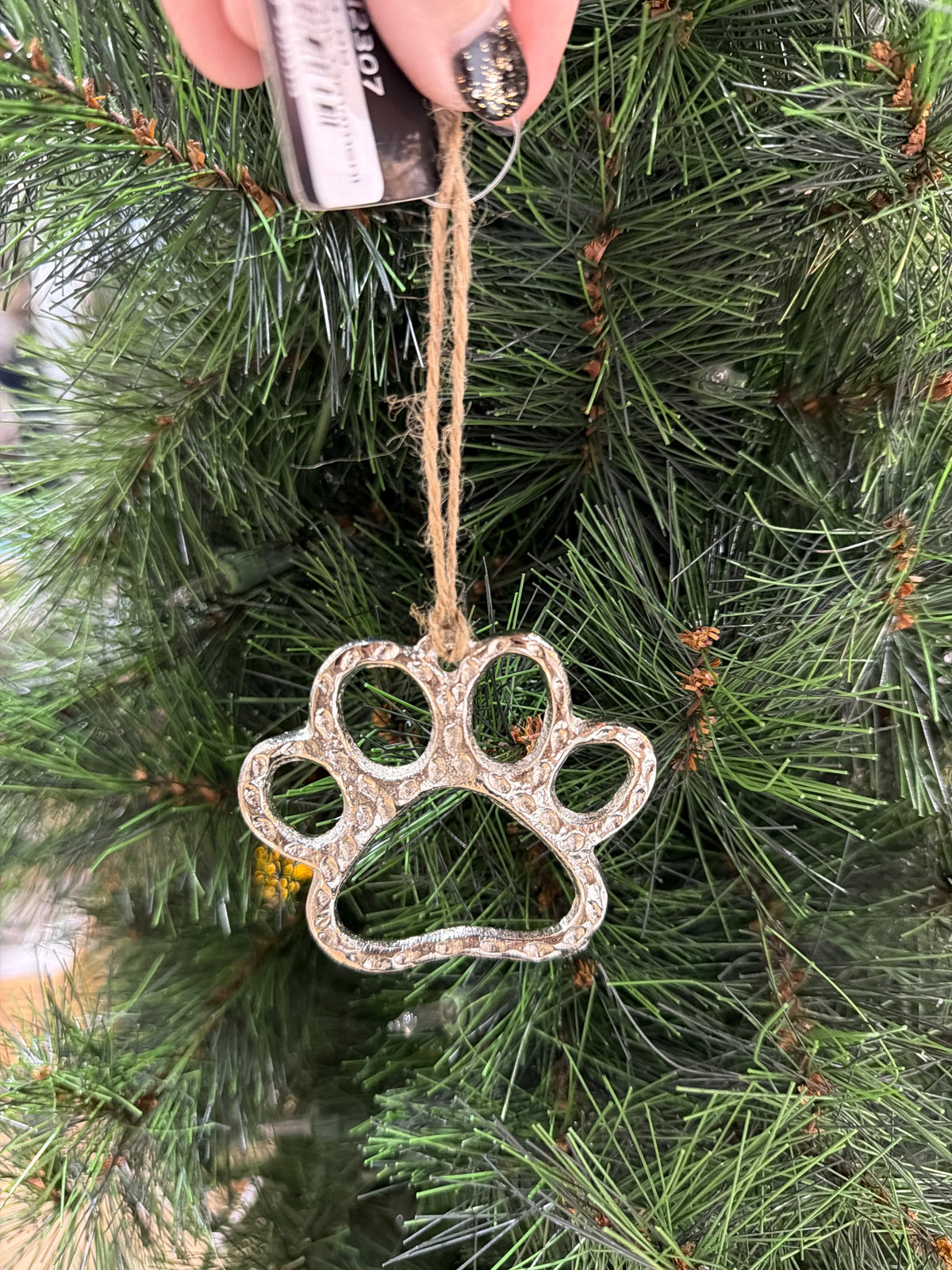 Silver Dog Paw Ornament