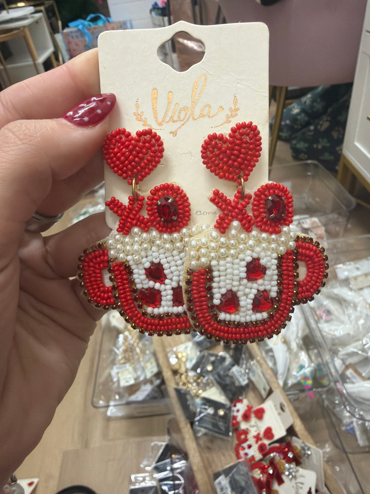 Beaded Heart Earrings