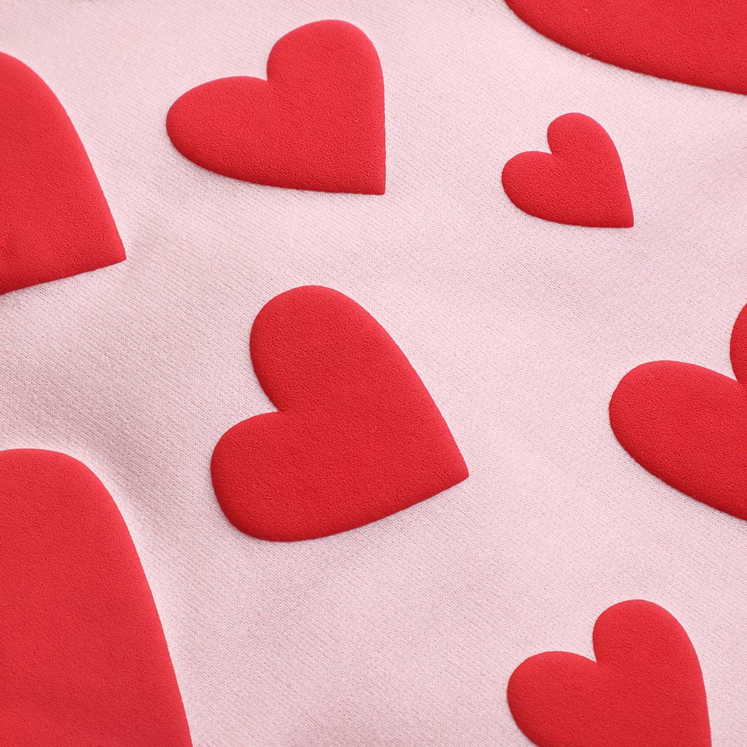 Red Puffy Heart Pattern Heavyweight Sweatshirt
