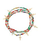 Mini Beaded Cross Bracelet