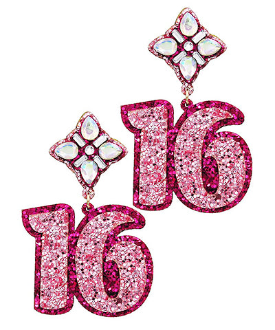 Pink Glitter Birthday Earrings