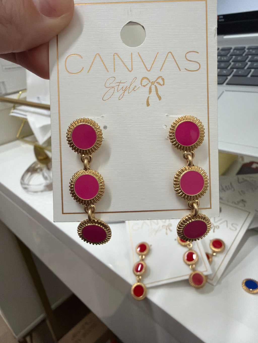 Mary Brian Fluted Enamel Disc Earrings