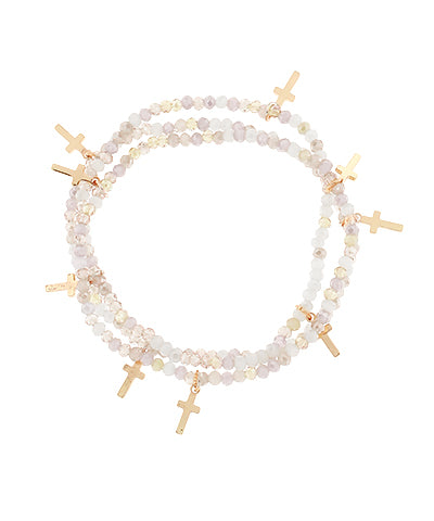 Mini Beaded Cross Bracelet