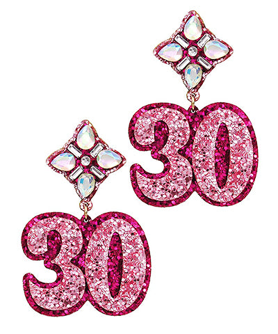 Pink Glitter Birthday Earrings