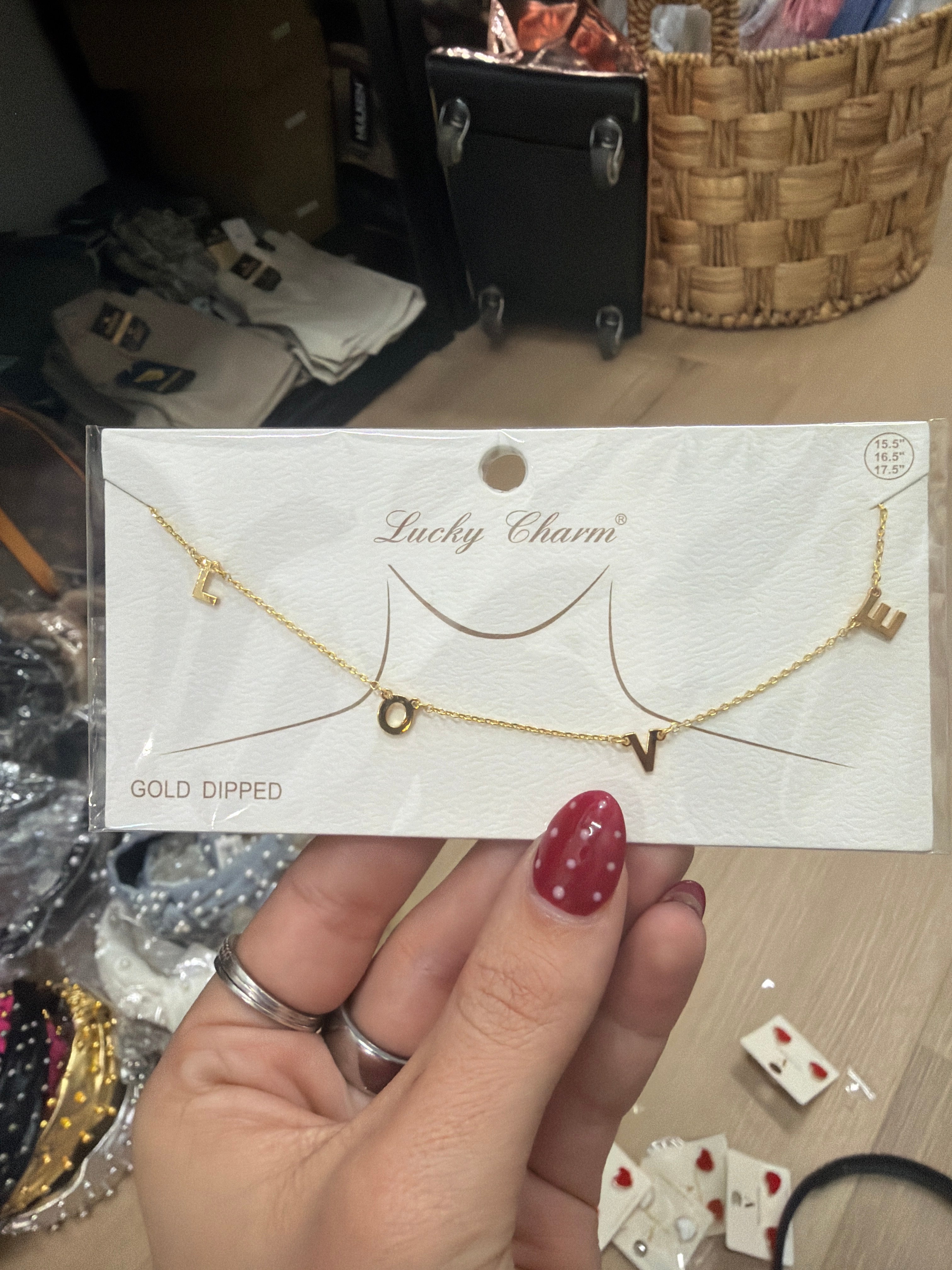 LOVE Charm Necklace Gold