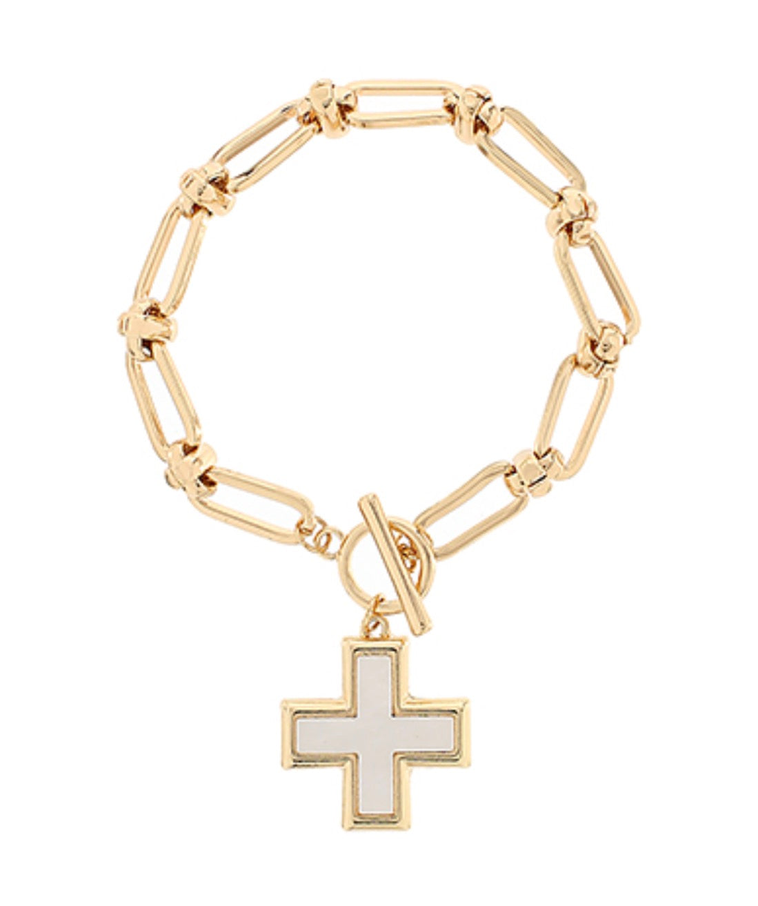 MOP Cross Charm Bracelet