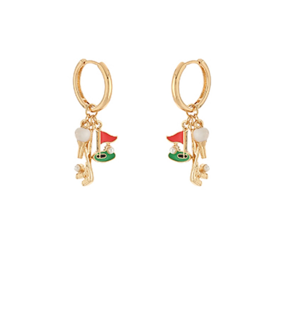 Golf Charm Dangled Hoops