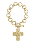 Hammered Cross Bracelet