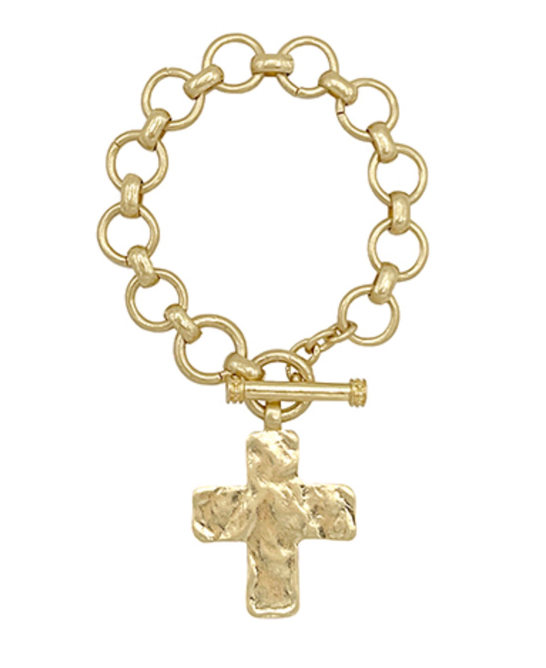 Hammered Cross Bracelet