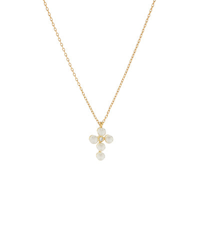 Small pearl cross necklace