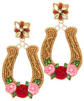 Beaded Horseshoe & Flower Earring