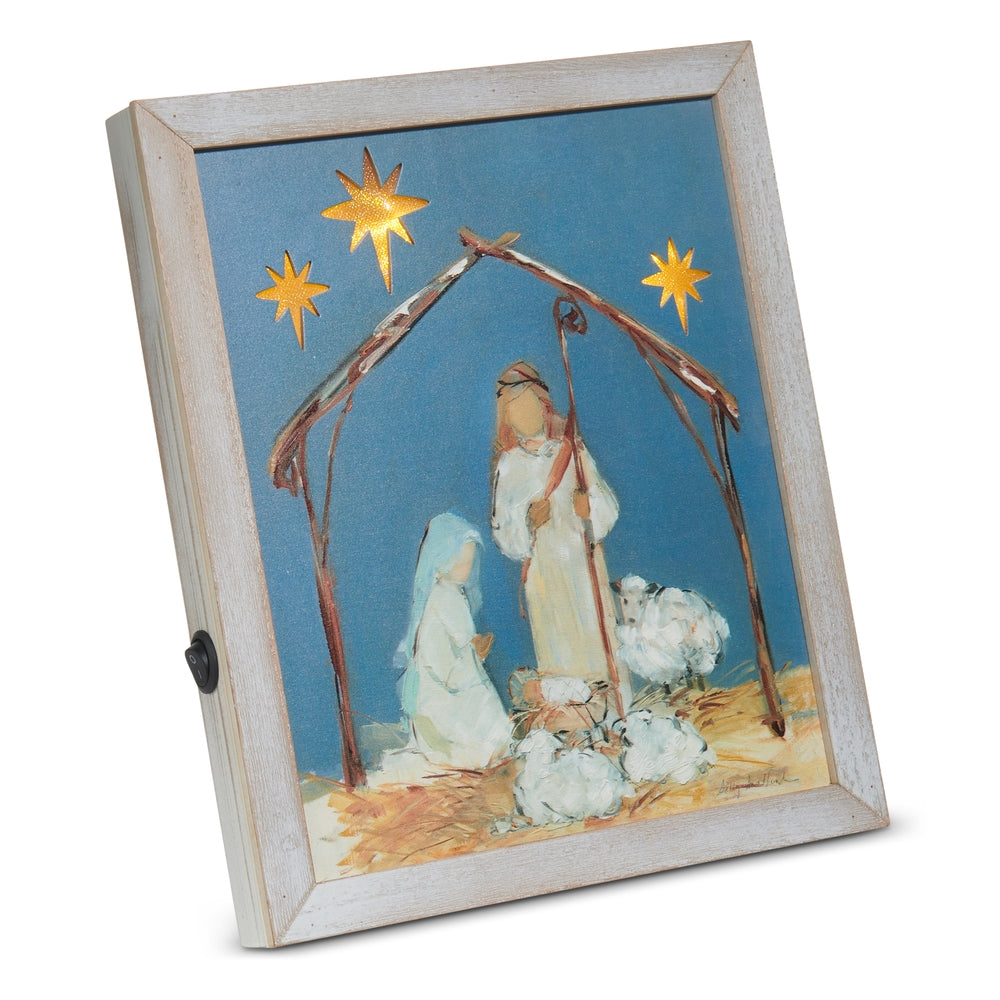 11.75" Holy Night Lighted Framed Print