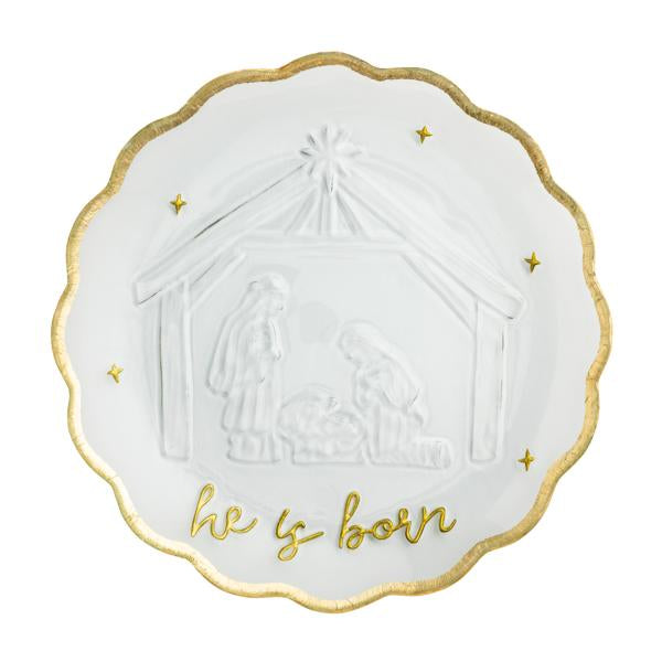 GOLD GLASS NATIVITY PLATTER