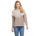 TAUPE LEO FRINGE SWEATER