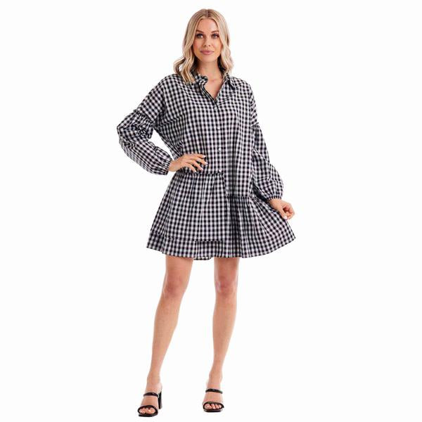 BLACK MARY RUFFLE DRESS