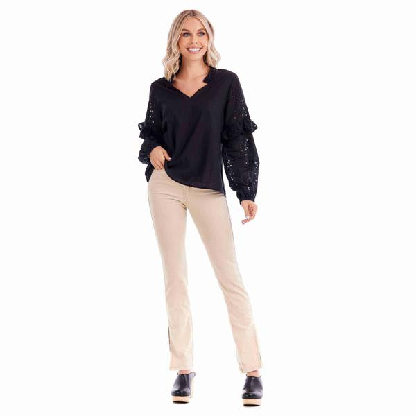 AMAYA EYELET TOP BLACK