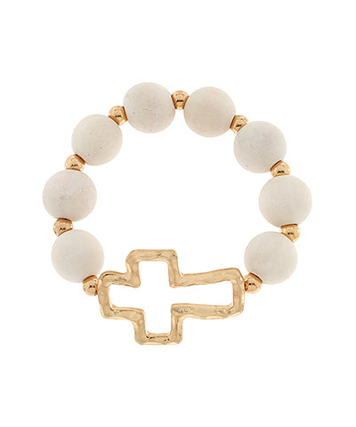 Wooden Beaded Cross Bracelet