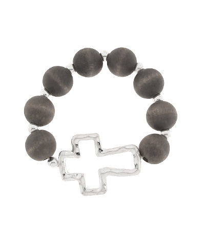 Wooden Beaded Cross Bracelet
