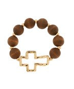 Wooden Beaded Cross Bracelet