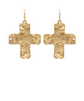 Hammered Cross Earrings