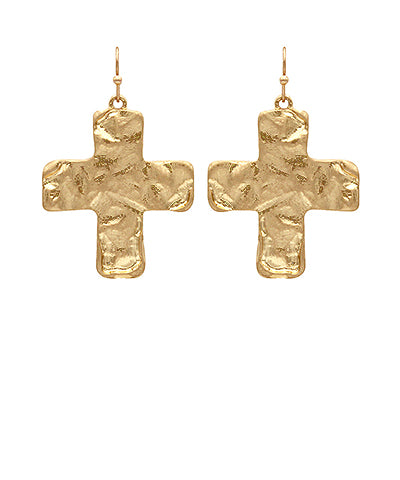 Hammered Cross Earrings
