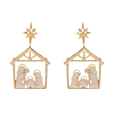 Gold Metal Nativity Earrings