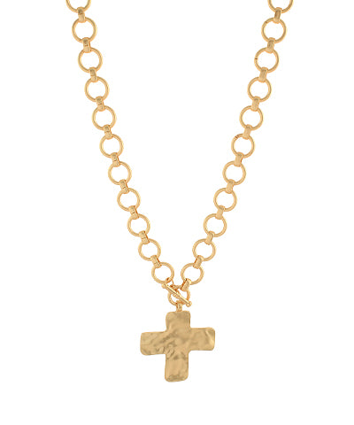 Hammered Cross Necklace