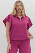Magenta Ruffle Sleeve Set