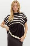 Striped off shoulder sweater knit pullover