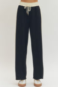 Black Solid wide leg knit pants