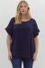 Scoop-neck turned-up short sleeve pullover top