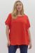 Scoop-neck turned-up short sleeve pullover top
