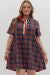Plaid short sleeve mini dress