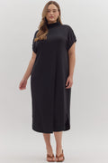 Solid short sleeve midi dress