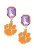 Clemson Rhinestone Enamel Earrings