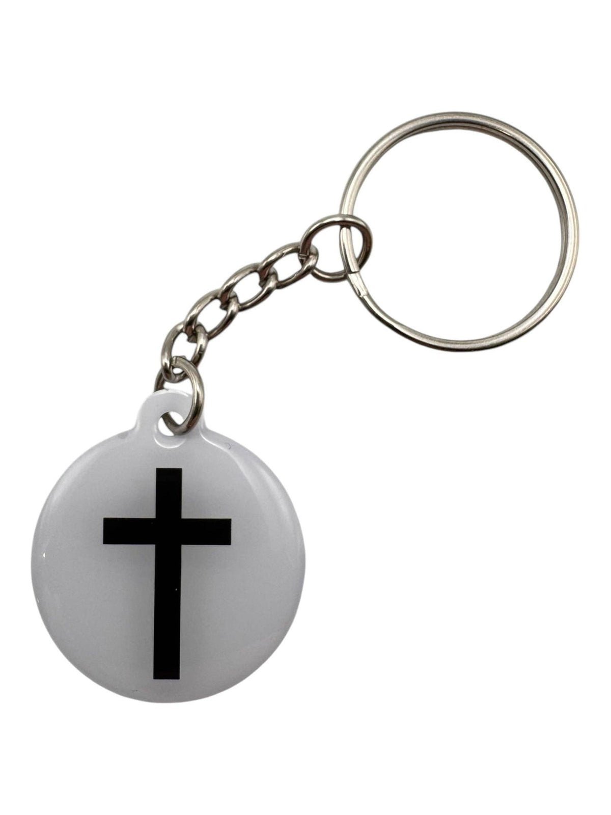 Tap To Pray™ White Cross Keychain