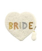 BRIDE White Beaded Heart Coin Purse