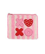 XOXO Pink/White Beaded Coin Purse