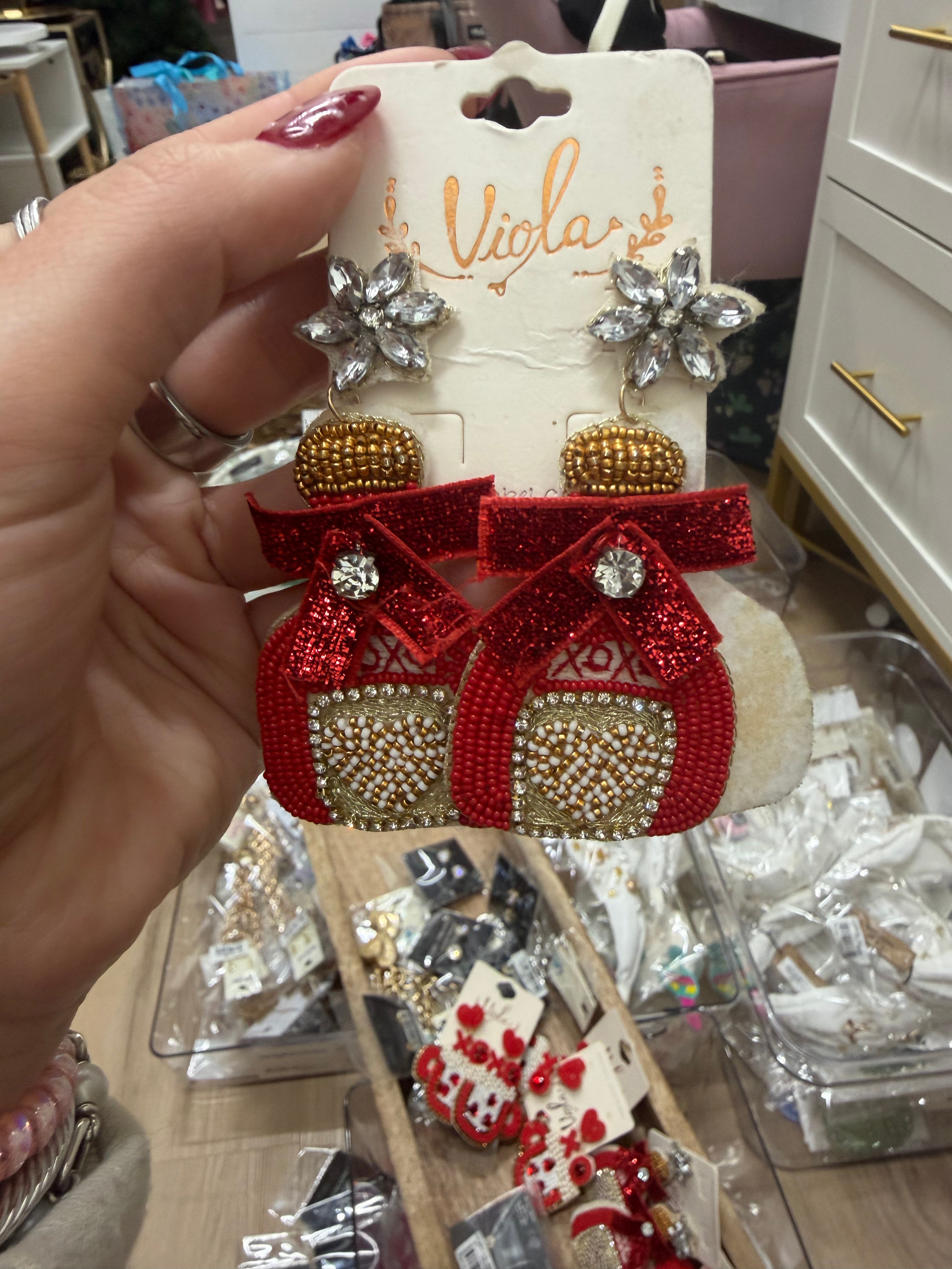 Beaded Heart Earrings