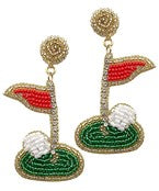 Golf Flag Beaded Earring