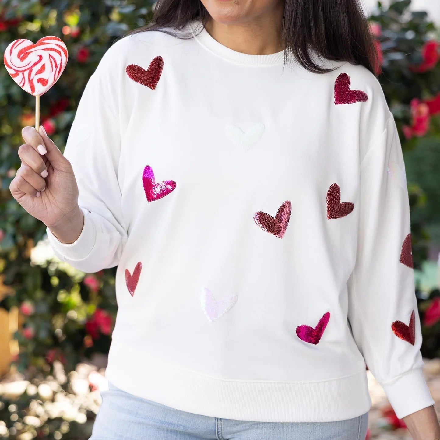 Sarah Sequin Heart Sweatshirt